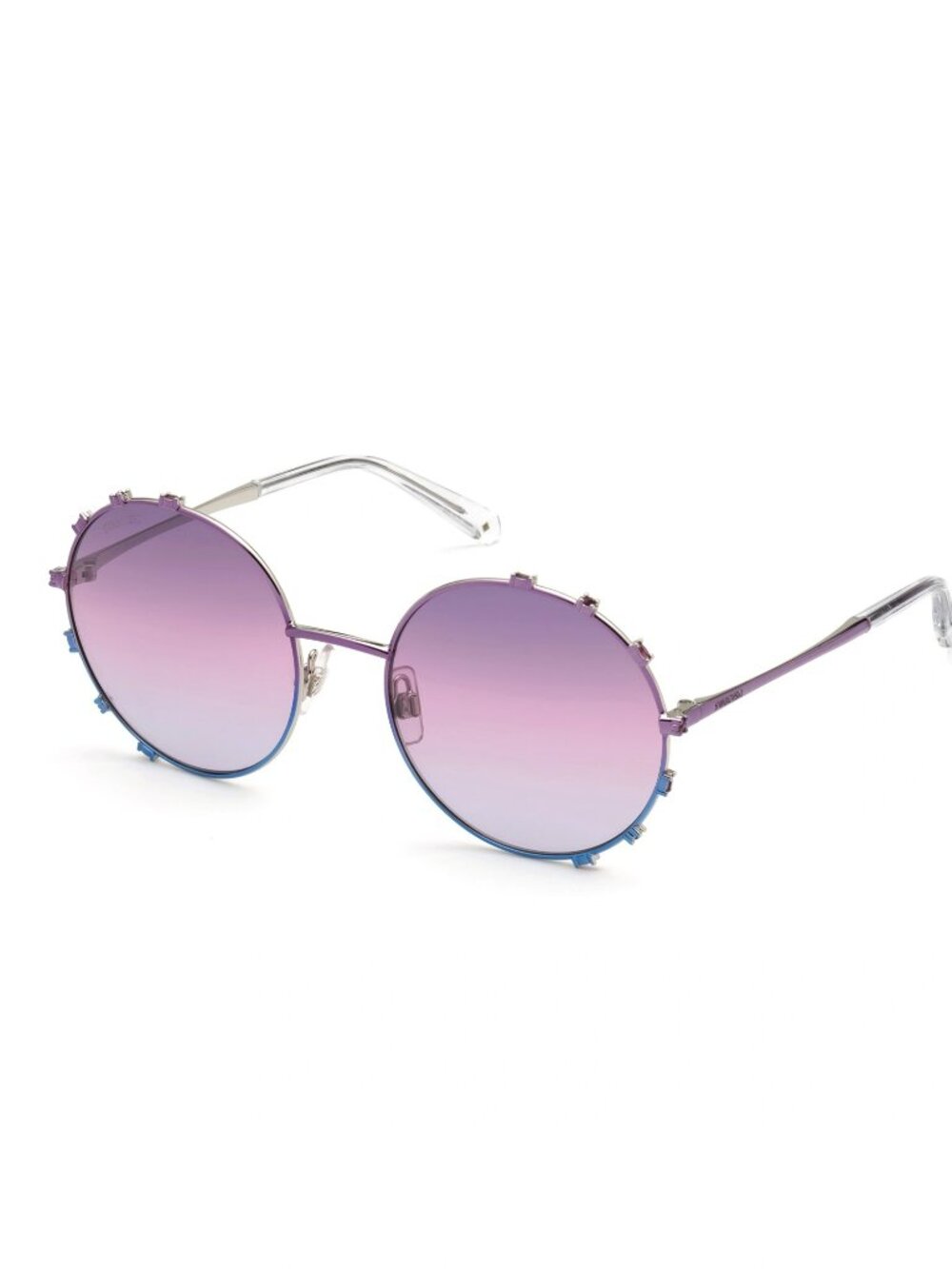 Swarovski Stylish Gradient Purple Sunglasses 57MM Round glasses Blue Authentic
